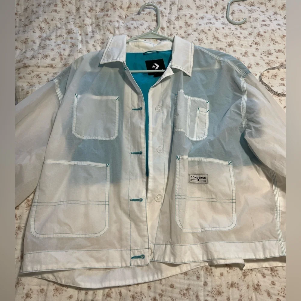 Converse White and Teal Windbreaker